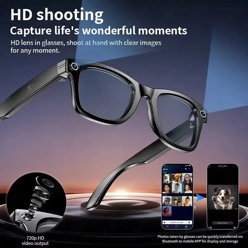 AI Smart Glasses with 8MP Camera Video Recording 100+ Languages Translation Sunglasses Bluetooth Call Music Play Men Women 2026