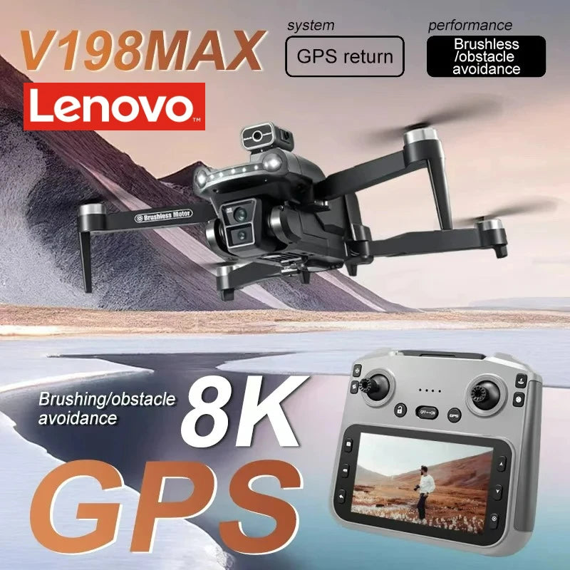 Lenovo V198MAX Drone 8K Profesional FPV Brushless Laser obstacle avoidance Aerial Optical Foldable Quadcopter Mini 4K Dron