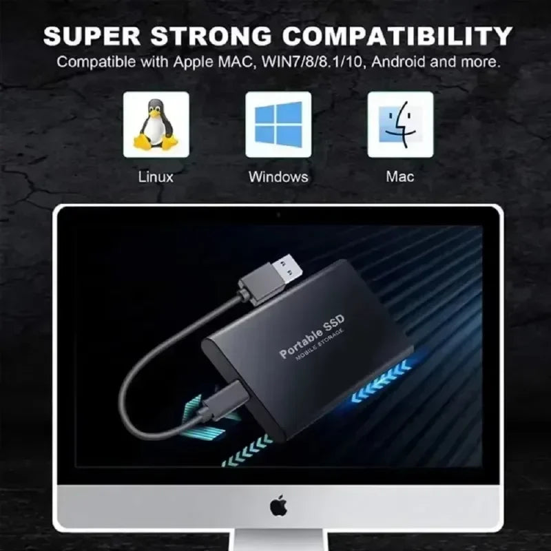 Anti-Shock Design SSD 2TB 4TBNew Portable External Hard Drive 16TB Mass Capacity Solid State Disk USB3.2 TYPE-C for Laptop PC